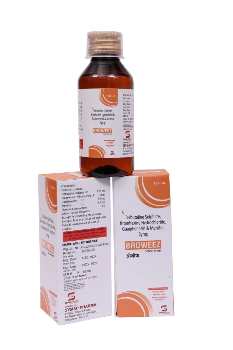 Broweez Syp – Bromehexine Sulphate 2mg + Terbutaline Sulphate 1.5mg + Guiaphenesin 50mg