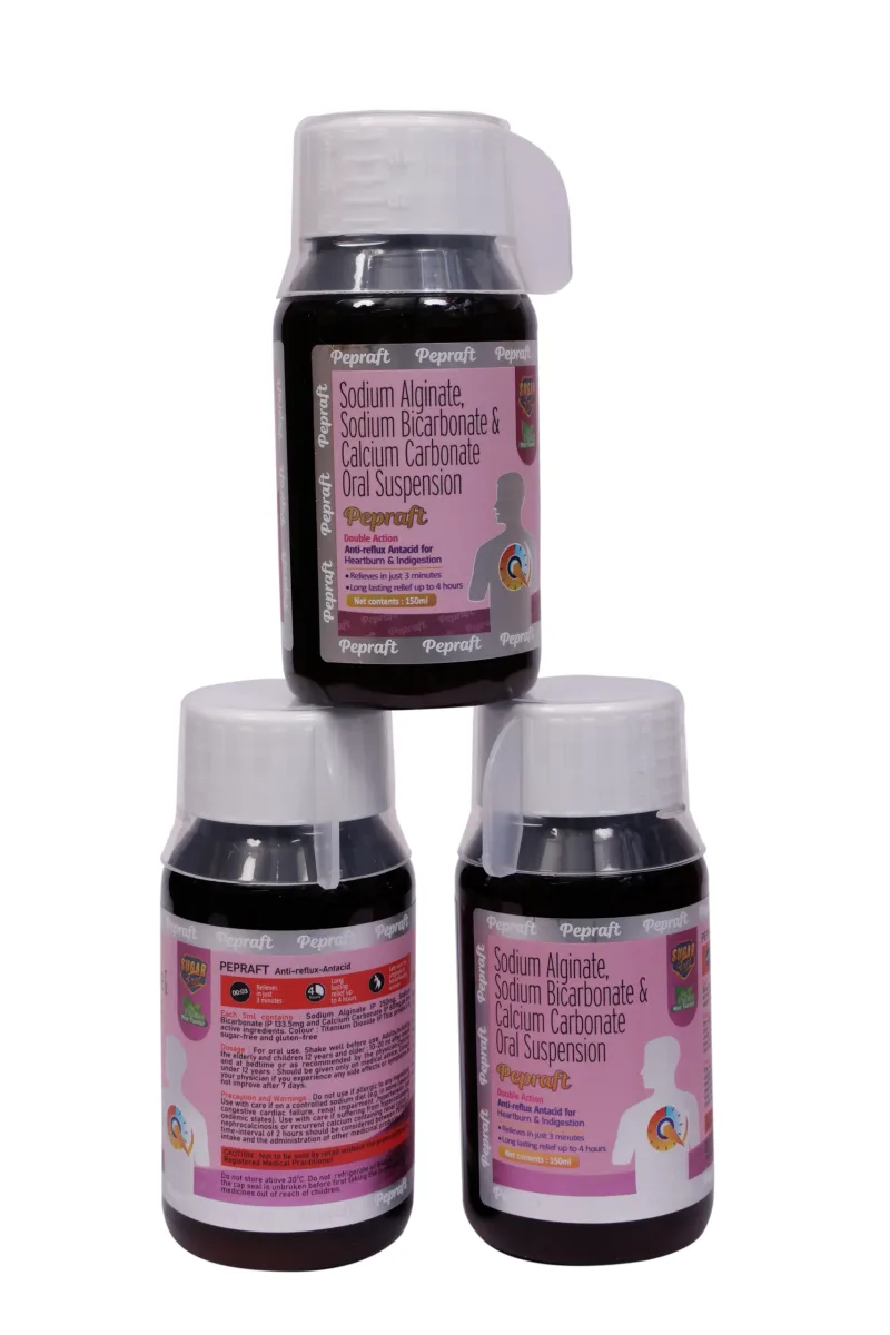 Pepraft Syp – Sodium Alginate, Sodium Bicarbonate &amp; Calcium Carbonate