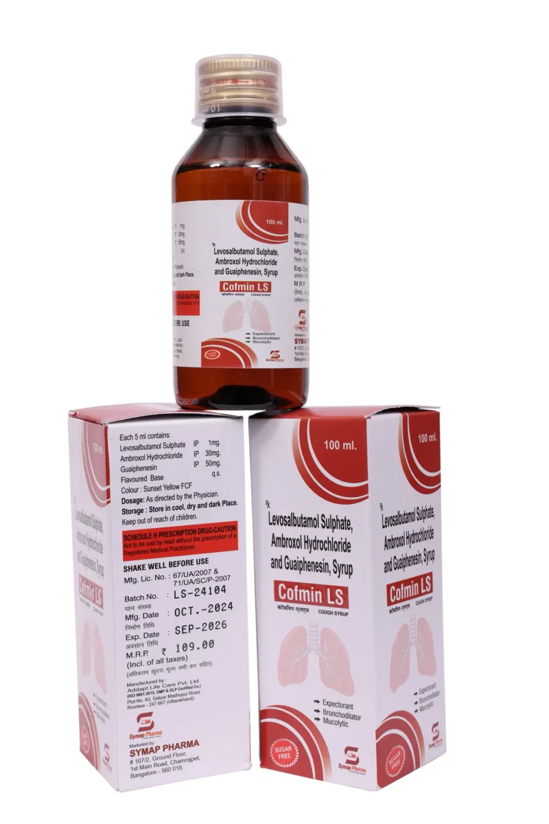 Cofmin LS Syp (Sugar Free) – Ambroxol Hydrochloride 30mg + Levosalbutamol 1mg + Guiaphenesin 50mg